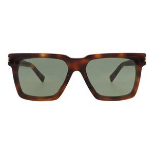 Saint Laurent Unisex Square/Rectangle Havana Havana Green Fashion Designer